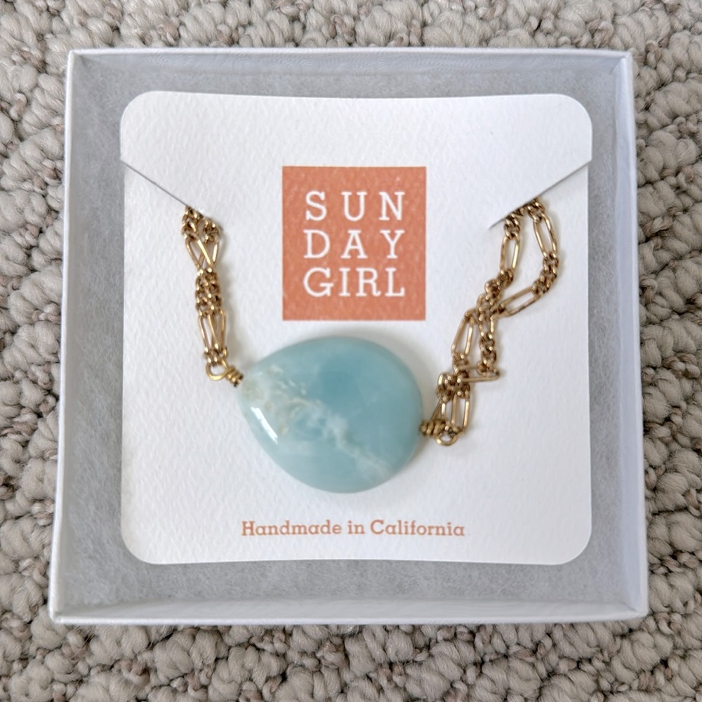 NWT Sunday Girl Larimar Gemstone Bracelet (gold)